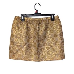 J. Crew Gold Silk Blend Brocade Pencil Mini Statement Skirt With Pockets Size 6